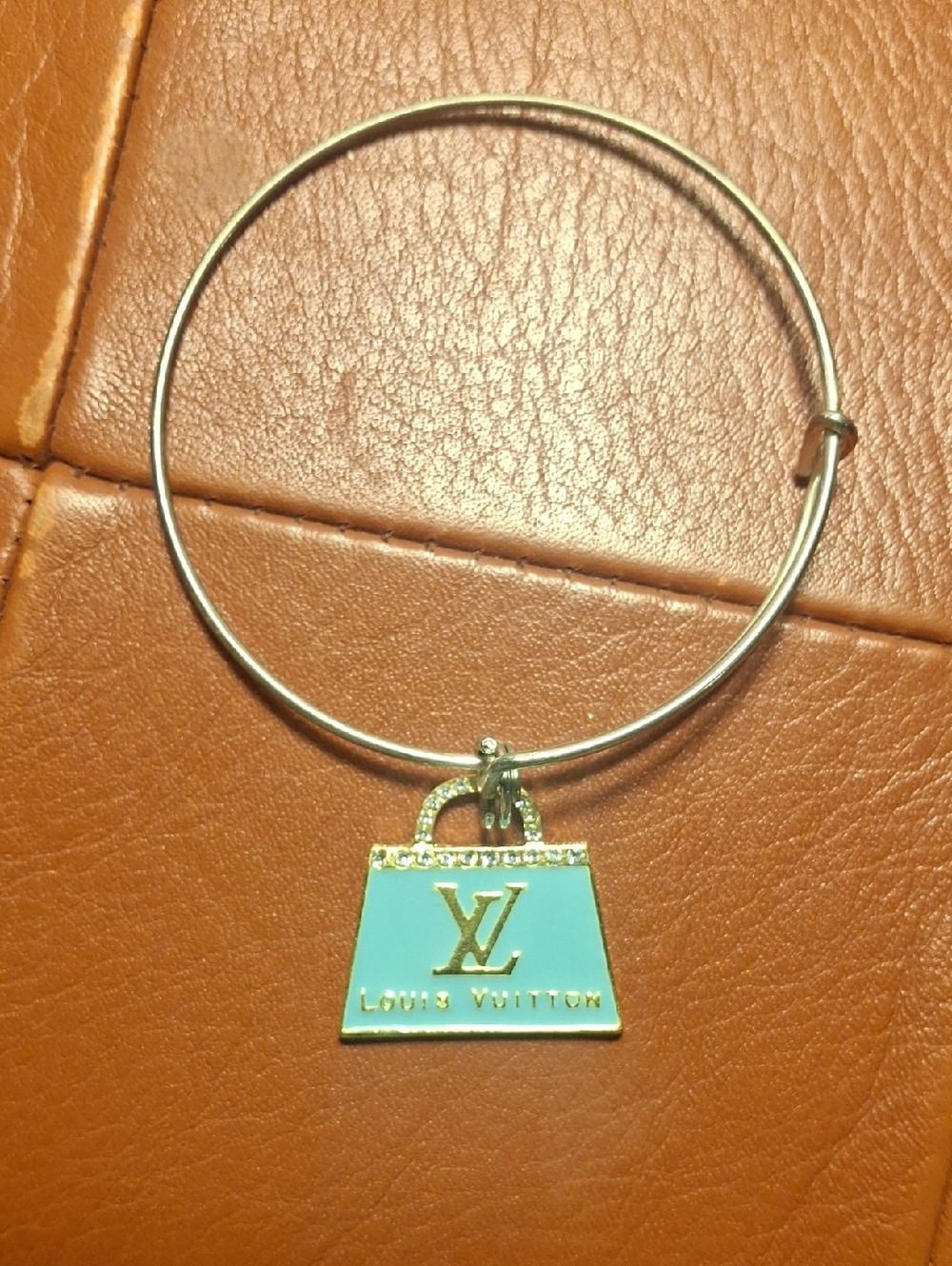 Upcycle  L V Turquoise and Gold Charm Bangle Bracelet